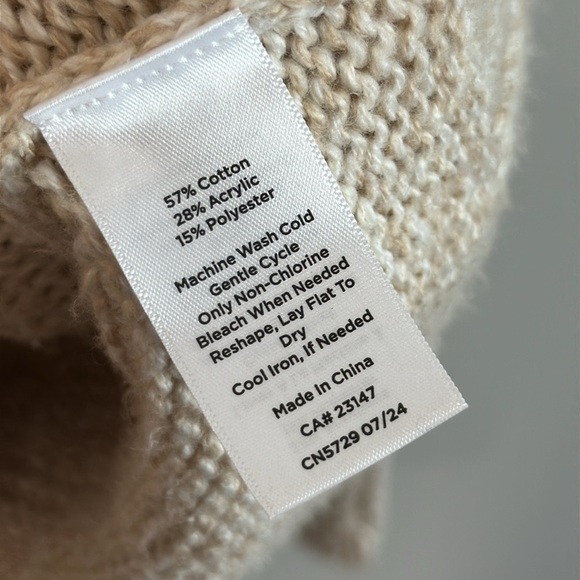 Talbots Womens Cream Tan Beige Lace Up Ribbed Sweater Size XL Beachy Neutral - Picture 6 of 11